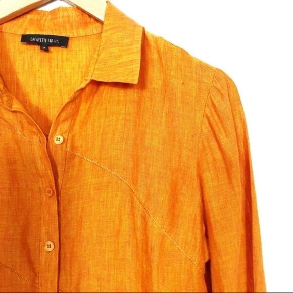 LAFAYETTE 148 NY | Orange Linen Long Sleeve - Picture 2 of 6
